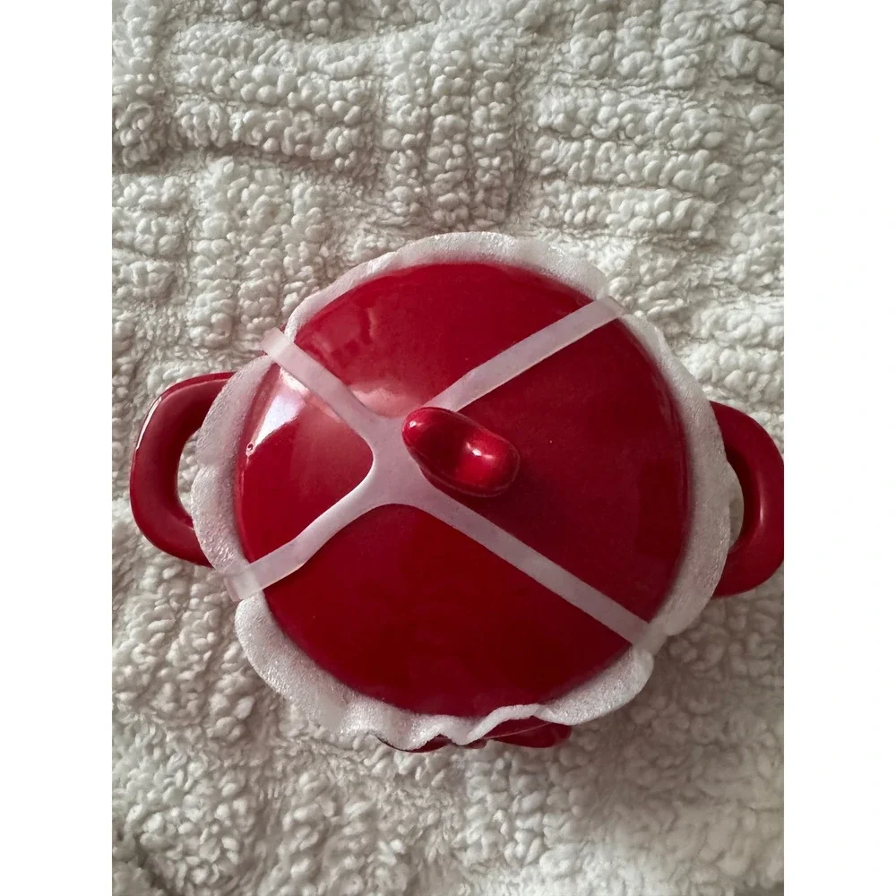 Red Ceramic Bow Heart Mini Cocotte Covered Baking Dish